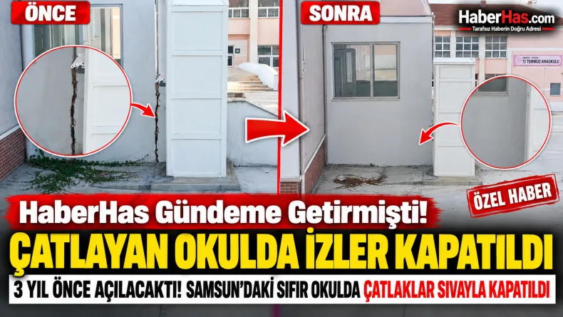 Haberhas.com Gündeme Getirmişti! Çatlayan Okulda İzler Kapatıldı, Sorular Kaldı