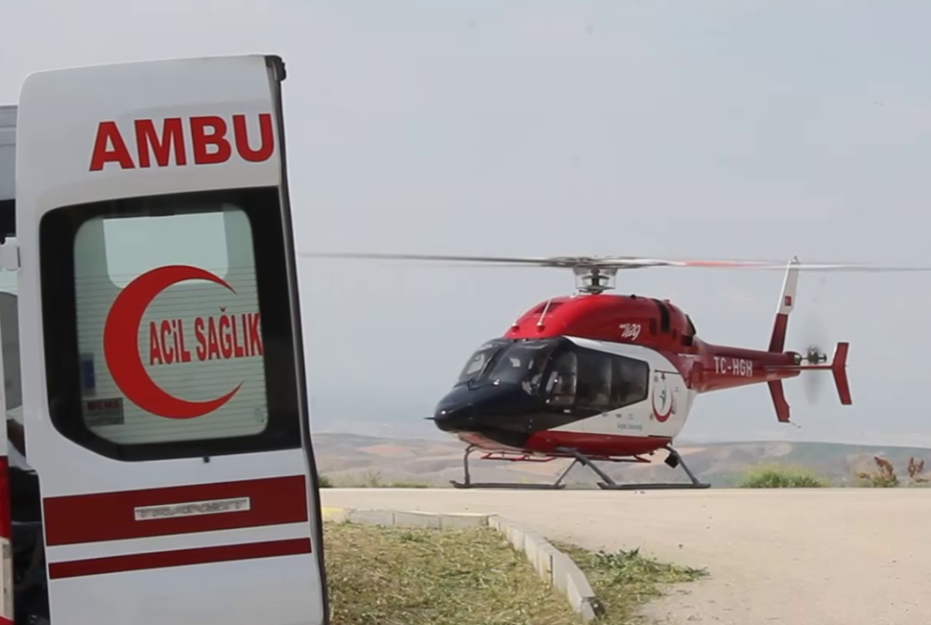 Hava ambulansı 88 Yaşındaki kalp krizi geçiren hasta için havalandı