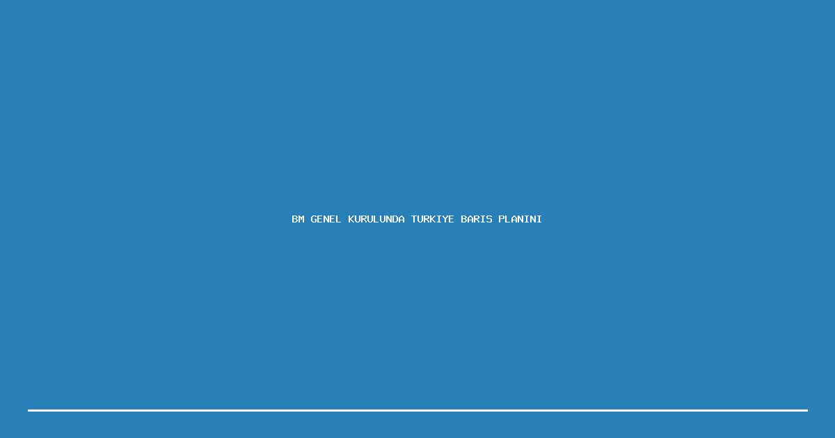 BM Genel Kurulunda Turkiye Baris Planini Sundu