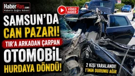 Samsun'da Can Pazarı! TIR'a Arkadan Çarpan Otomobil Hurdaya Döndü-donusturuldugu-kaynak-png
