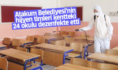 Atakum Belediyesi’nin hijyen timlerinden öğrenciler için 24 okulda dezenfeksiyon 