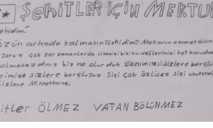 Koruma altındaki çocuklardan vatan korumasındaki Mehmetçiğe mektup