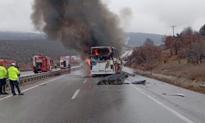 Samsun’a gelen yolcu otobüsü alevler içinde kaldı!
