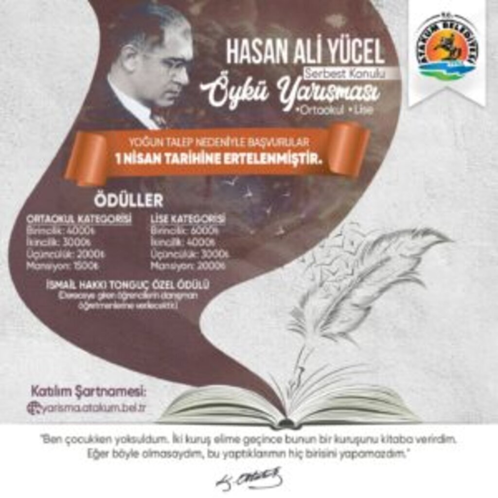 HASAN ALI YUCEL OYKU YARISMASININ SURESI UZATILDI