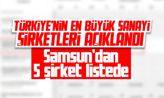 Türkiye’nin en büyük sanayi şirketleri arasında Samsun’dan 5 şirket var