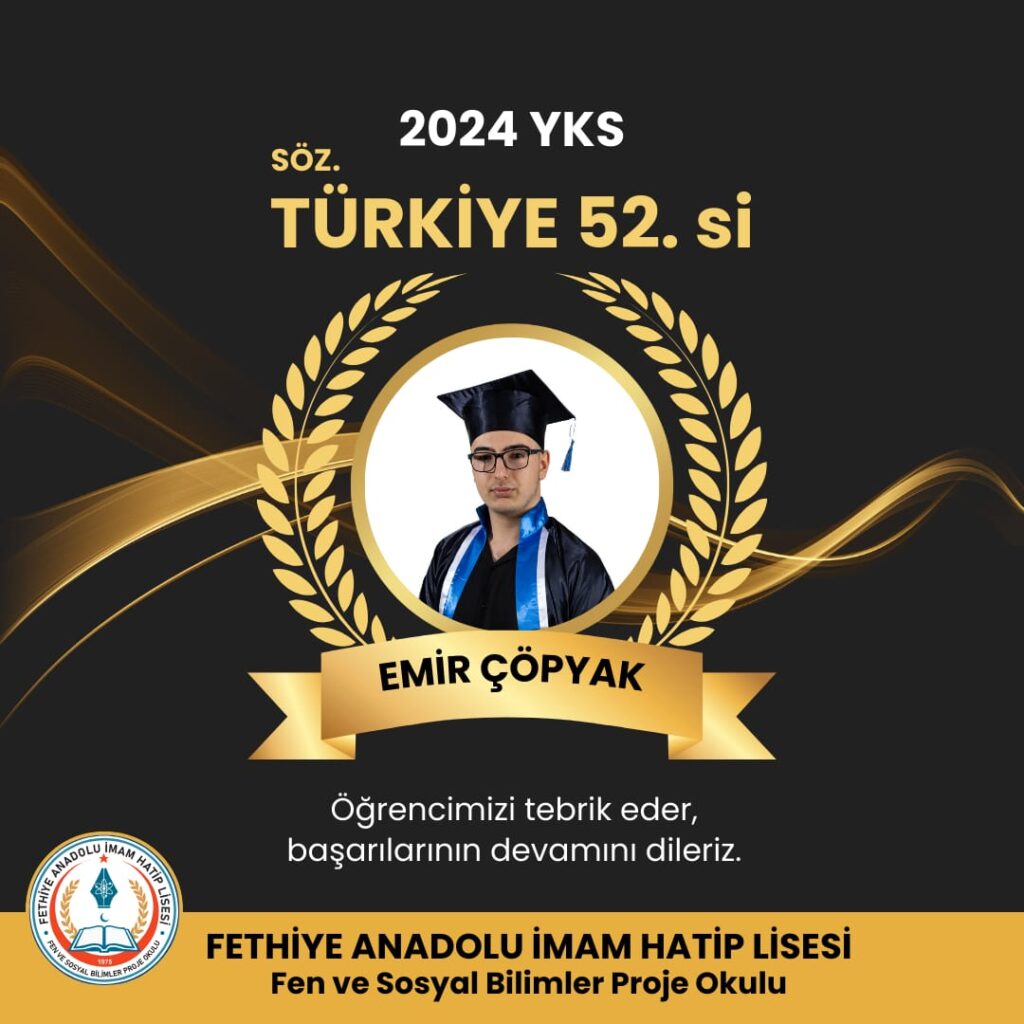 YKS Türkiye 52.si Fethiye’den