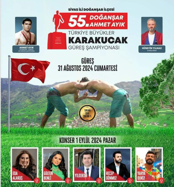 Doğanşar 55. Ahmet Ayık Karakucak Güreş Şampiyonası Yapılacak