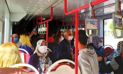Samsun’da tramvay’da sosyal mesafe kuralları tepe taklak